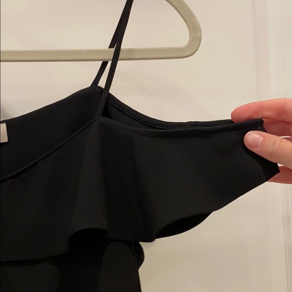 Loft off the shoulder chiffon black tank top - Picture 3 of 4